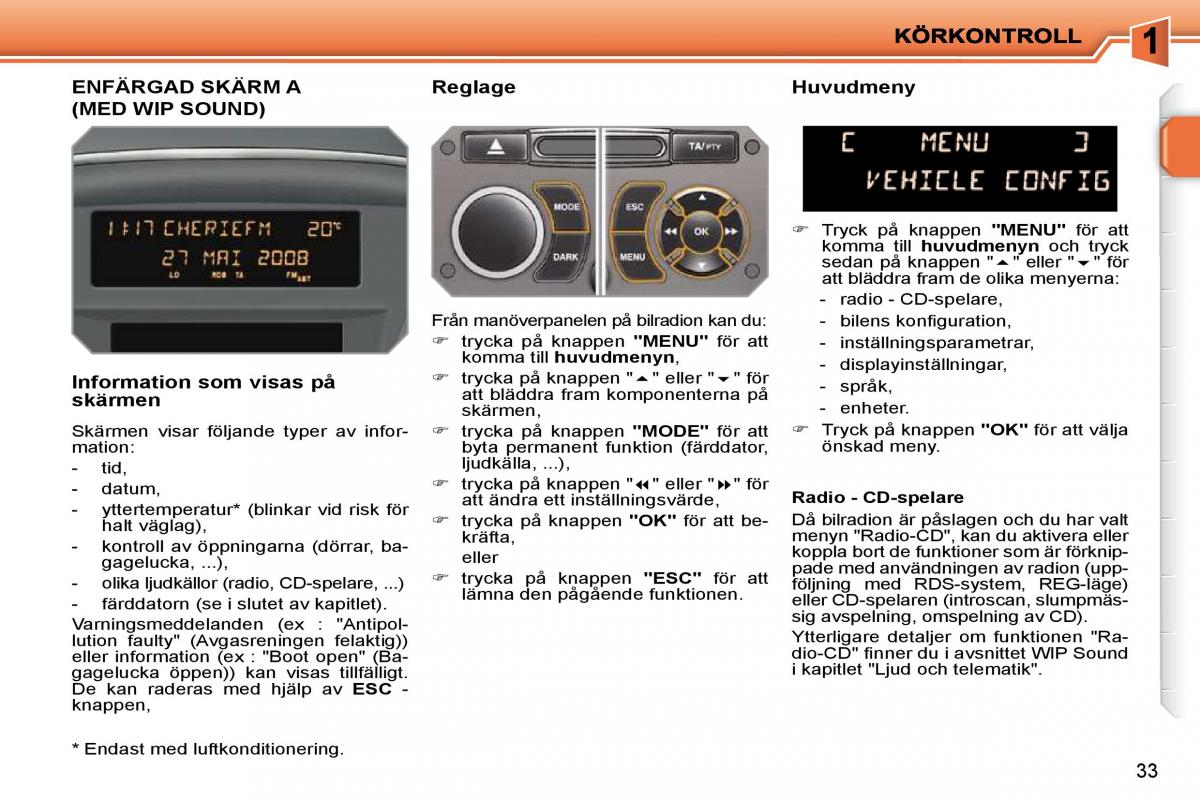 Peugeot 207 instruktionsbok / page 16
