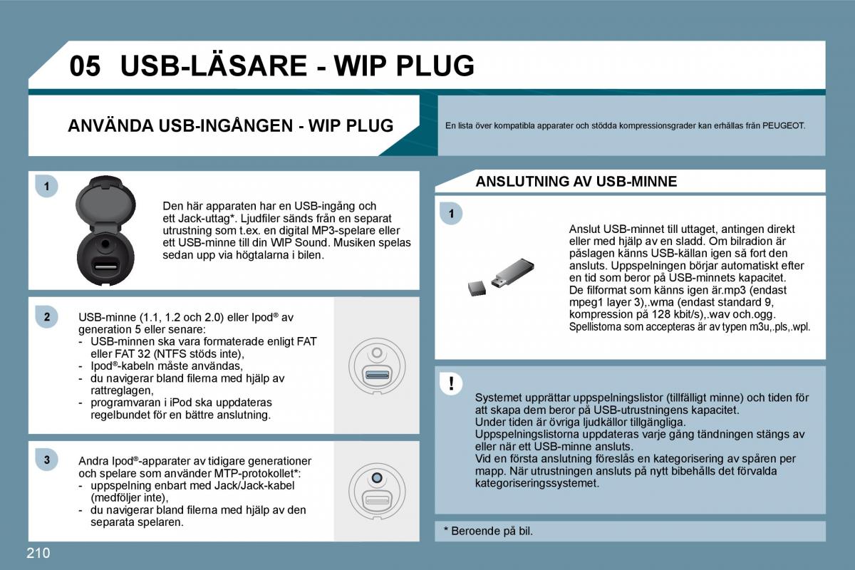 Peugeot 207 instruktionsbok / page 205