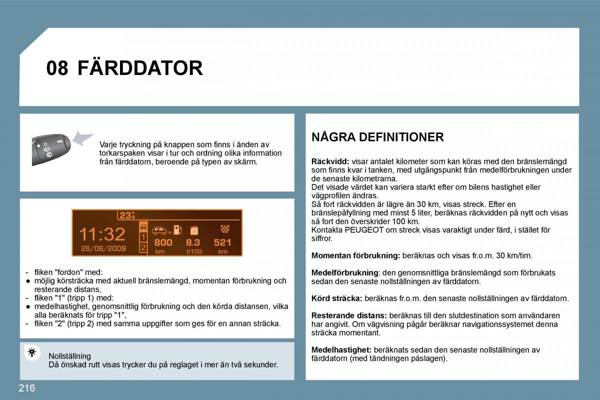 Peugeot 207 instruktionsbok / page 211