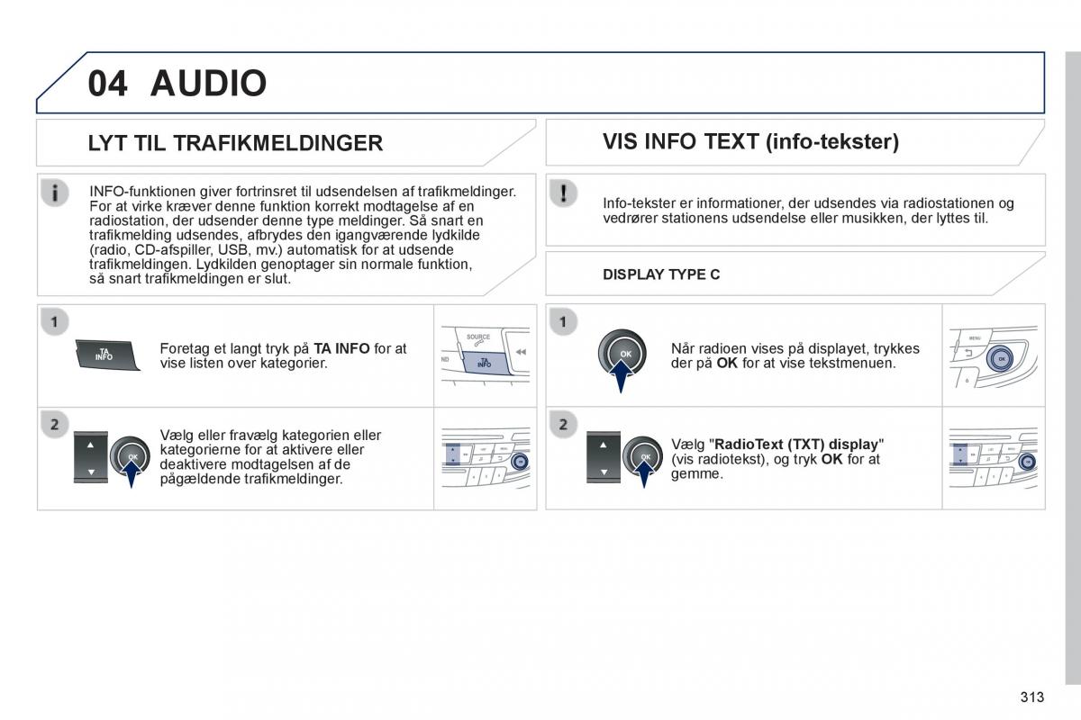 Peugeot 508 Bilens instruktionsbog / page 315