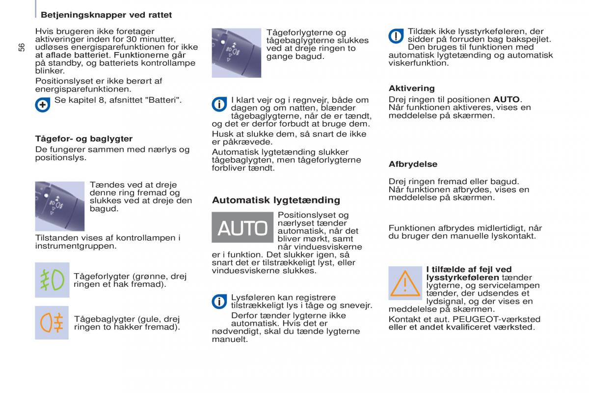 Peugeot Partner II 2 Bilens instruktionsbog / page 58