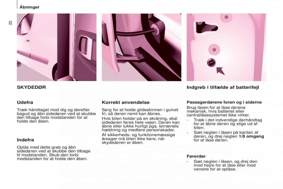 Peugeot Partner II 2 Bilens instruktionsbog / page 24