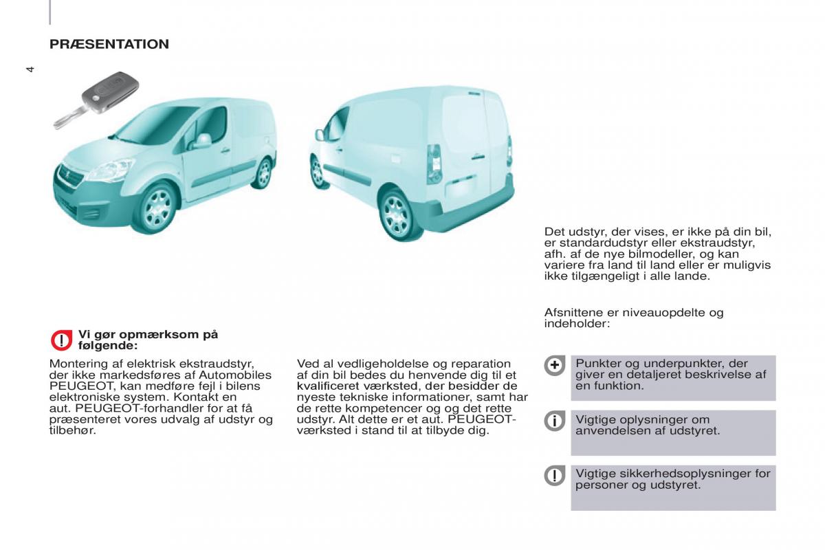 Peugeot Partner II 2 Bilens instruktionsbog / page 6