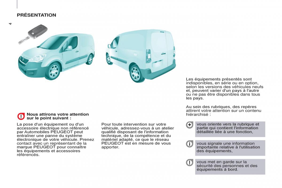 Peugeot Partner II 2 manuel du proprietaire / page 6