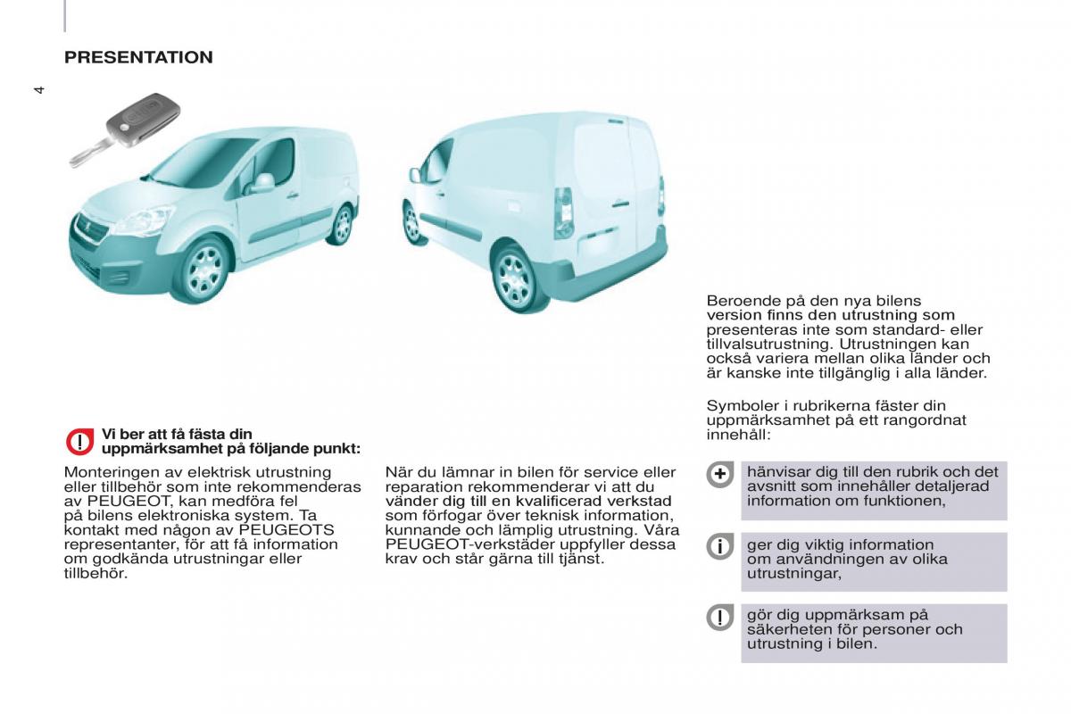 Peugeot Partner II 2 instruktionsbok / page 6