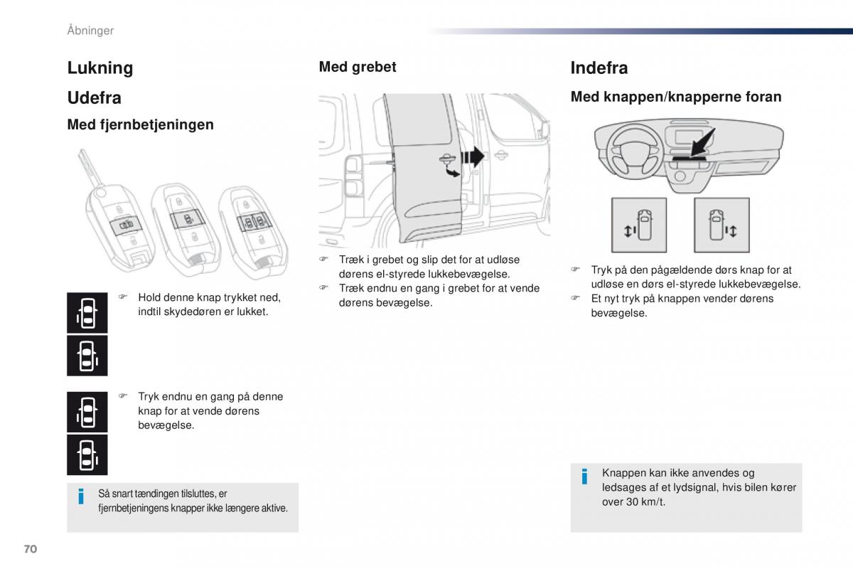 Peugeot Traveller Bilens instruktionsbog / page 72