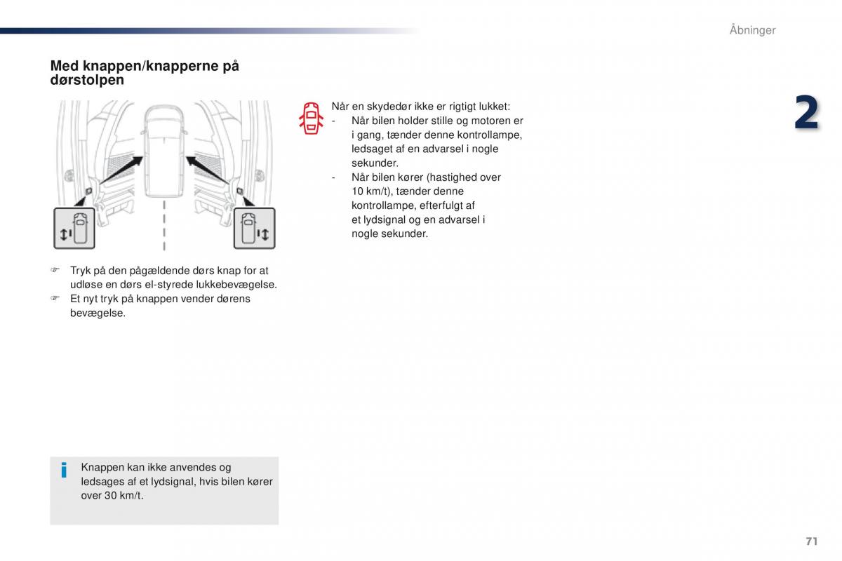 Peugeot Traveller Bilens instruktionsbog / page 73