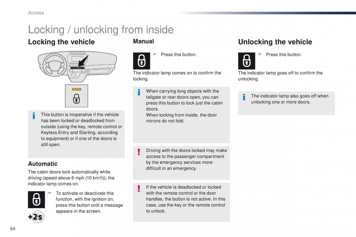 Peugeot Traveller owners manual / page 66