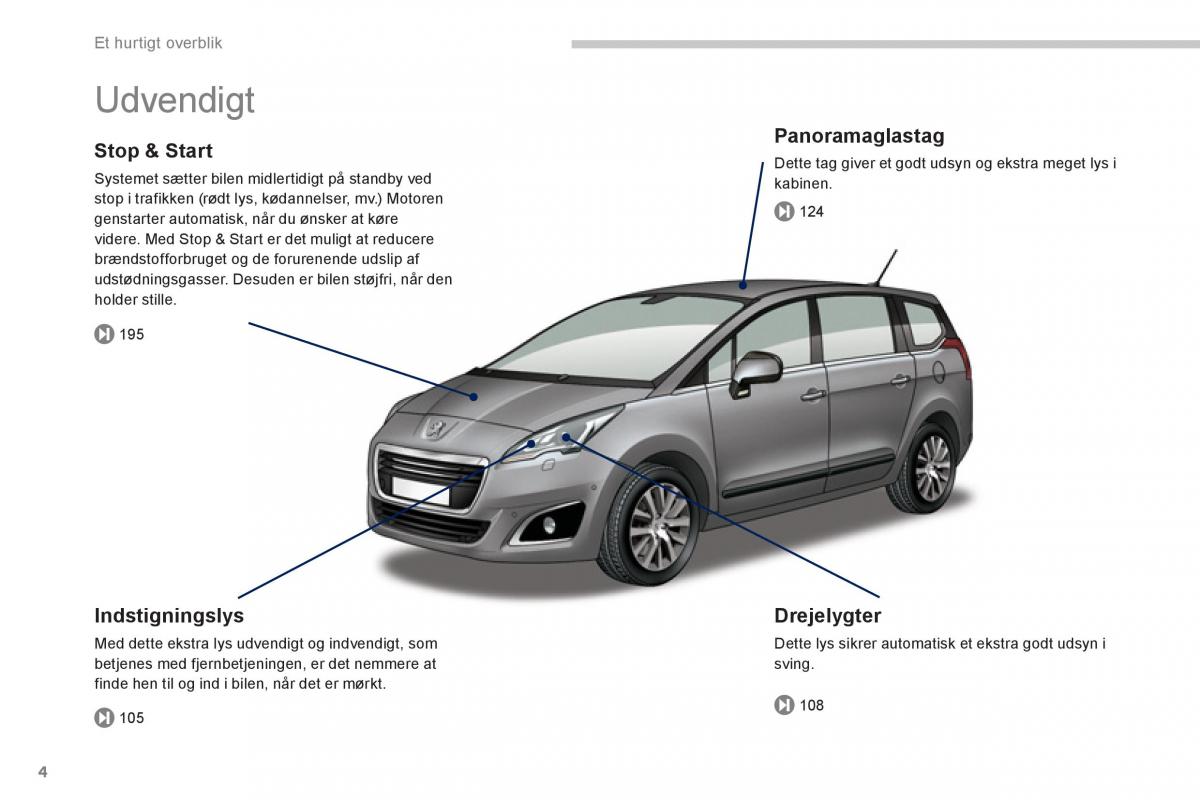 manual  Peugeot 5008 Bilens instruktionsbog / page 6