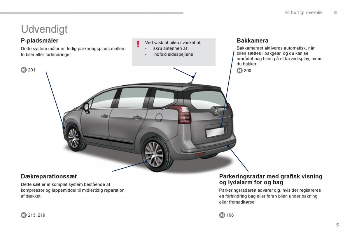 Peugeot 5008 Bilens instruktionsbog / page 7