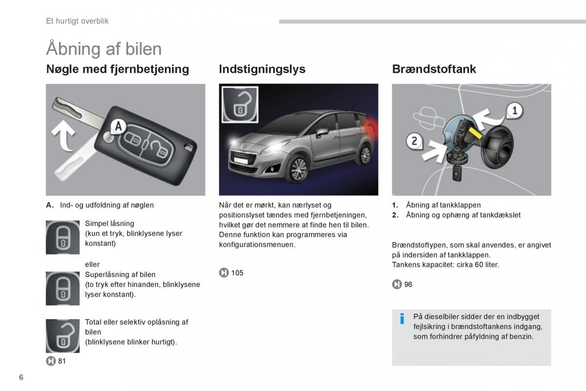 manual  Peugeot 5008 Bilens instruktionsbog / page 8