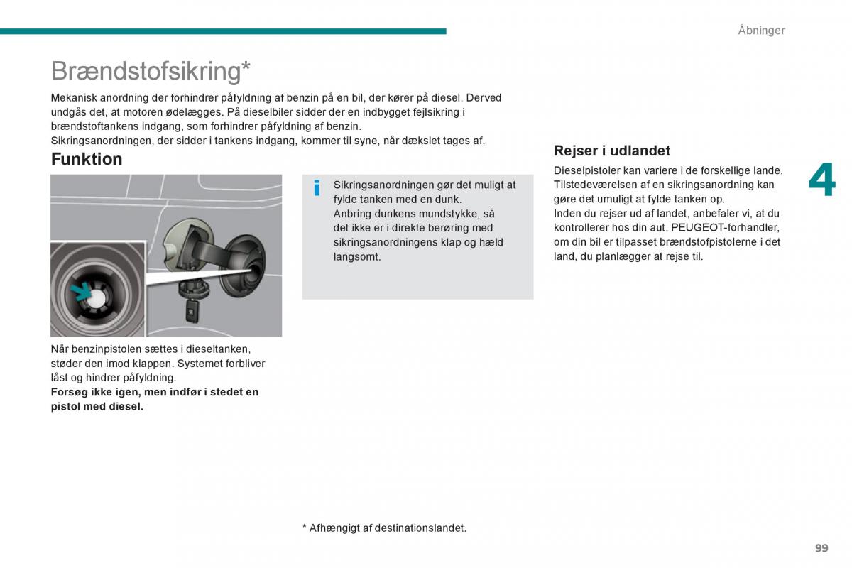 Peugeot 5008 Bilens instruktionsbog / page 101