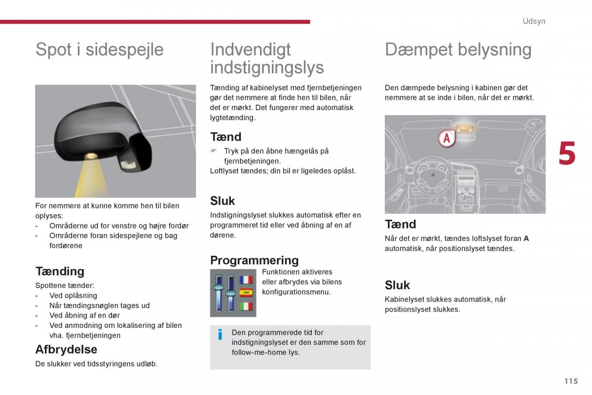 Peugeot 5008 Bilens instruktionsbog / page 117