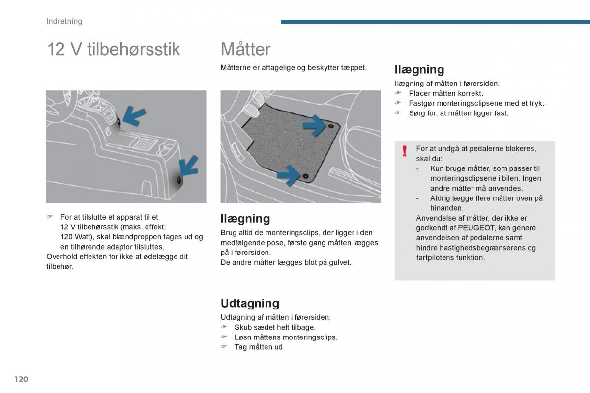 Peugeot 5008 Bilens instruktionsbog / page 122