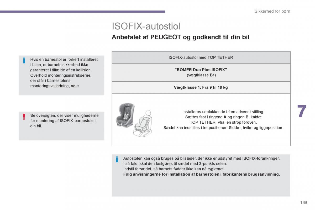 Peugeot 5008 Bilens instruktionsbog / page 147