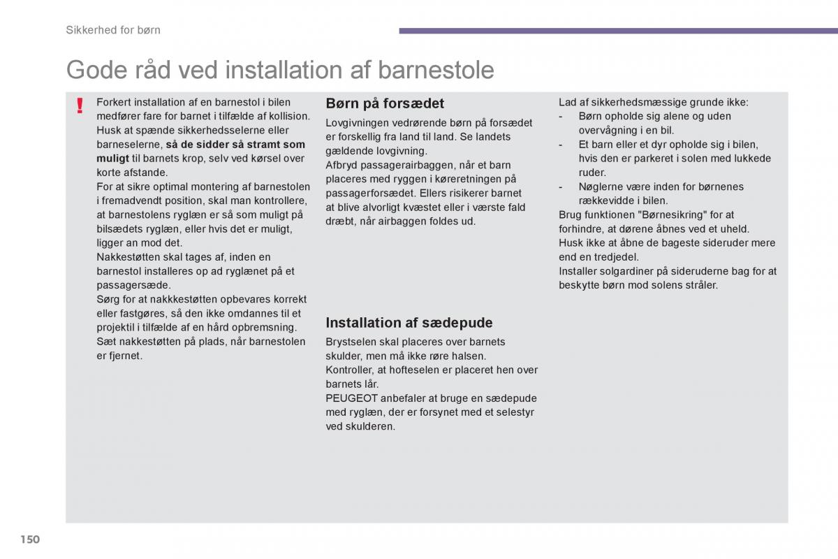 Peugeot 5008 Bilens instruktionsbog / page 152
