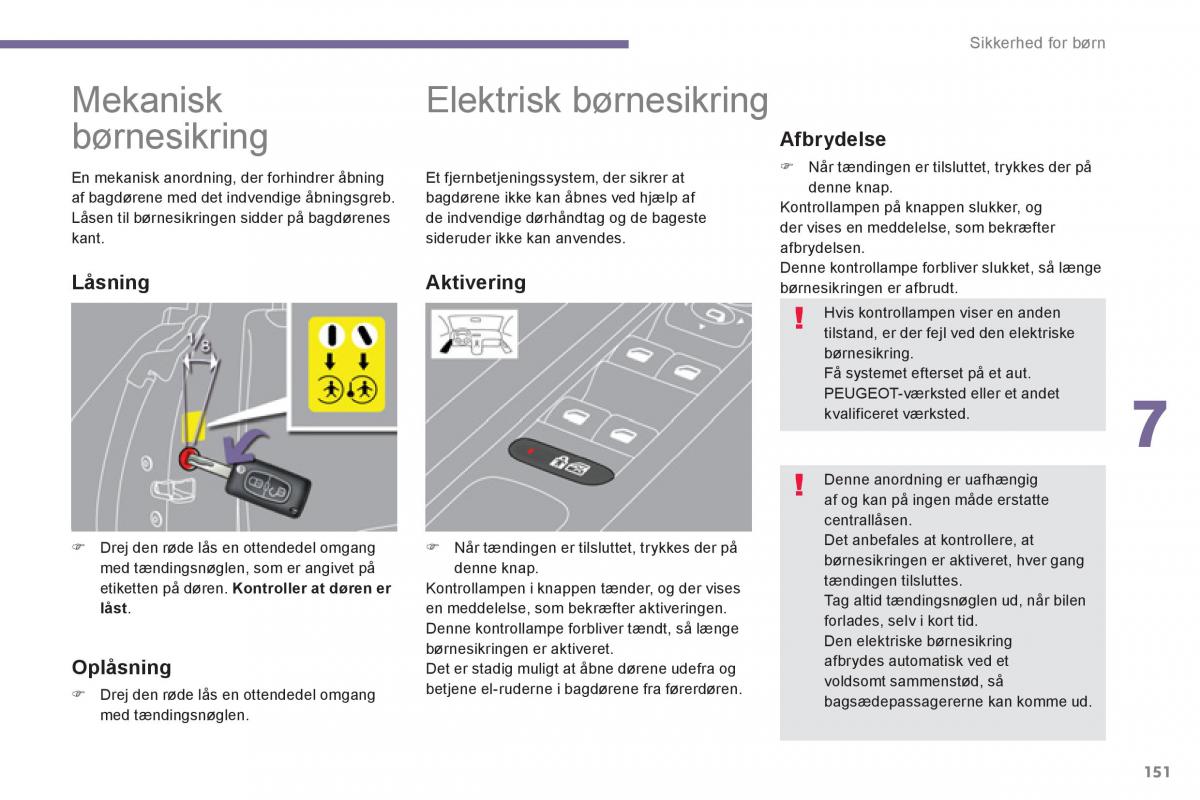 Peugeot 5008 Bilens instruktionsbog / page 153