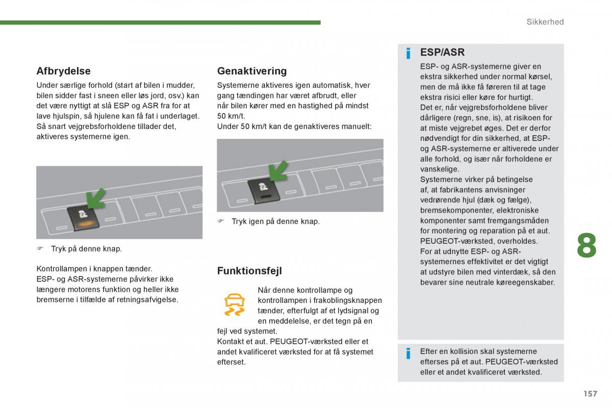 Peugeot 5008 Bilens instruktionsbog / page 159