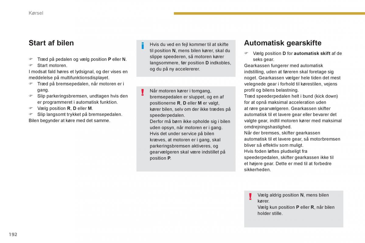 Peugeot 5008 Bilens instruktionsbog / page 194