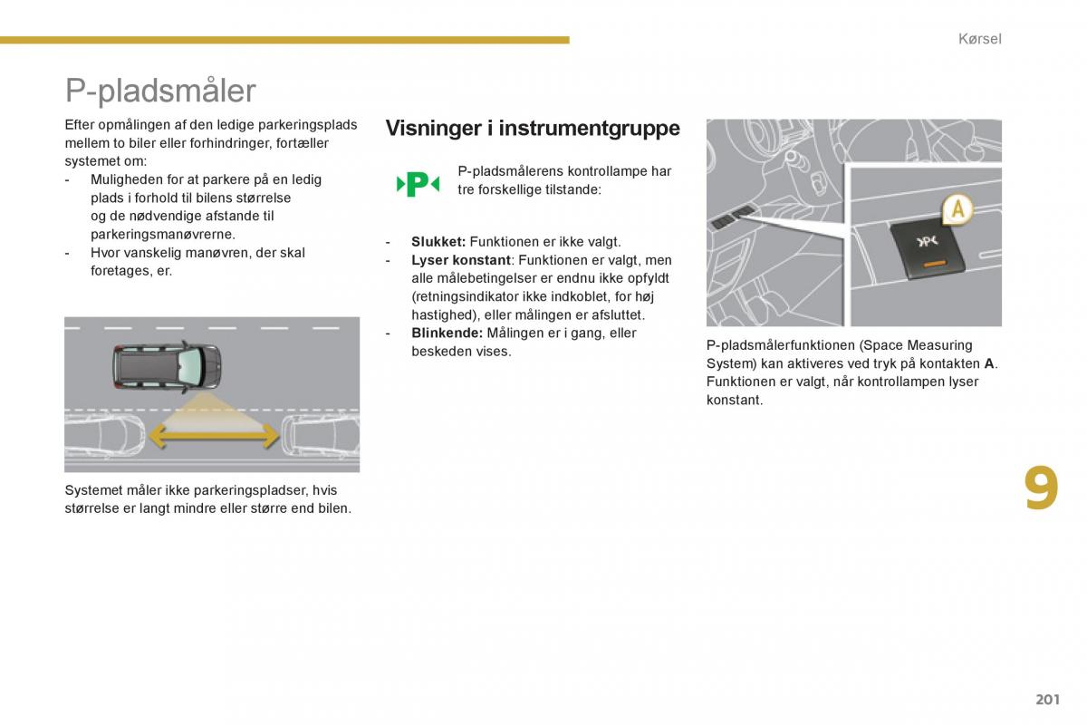 Peugeot 5008 Bilens instruktionsbog / page 203