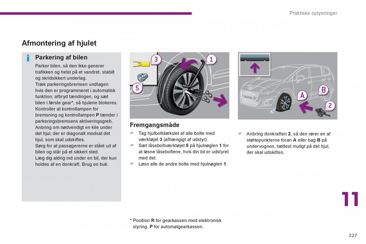Peugeot 5008 Bilens instruktionsbog / page 229