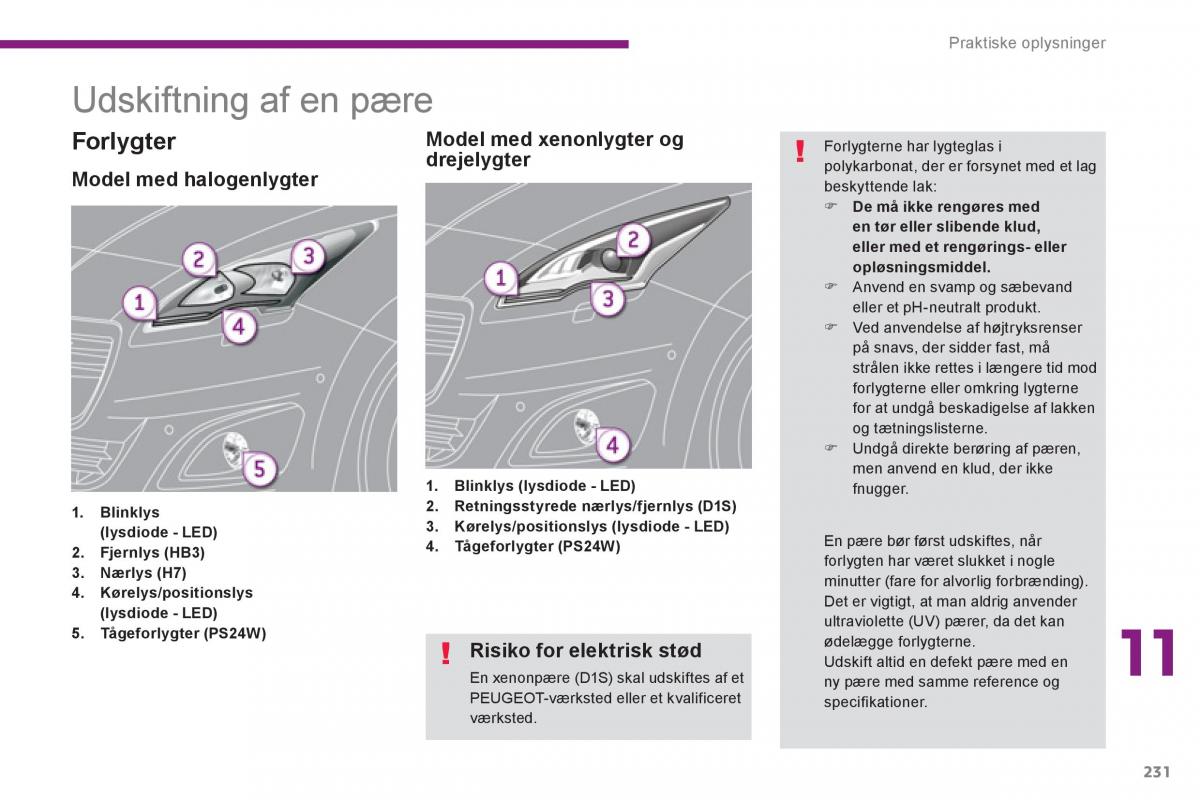 Peugeot 5008 Bilens instruktionsbog / page 233