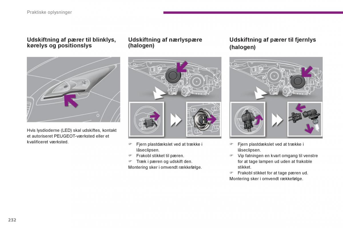 Peugeot 5008 Bilens instruktionsbog / page 234