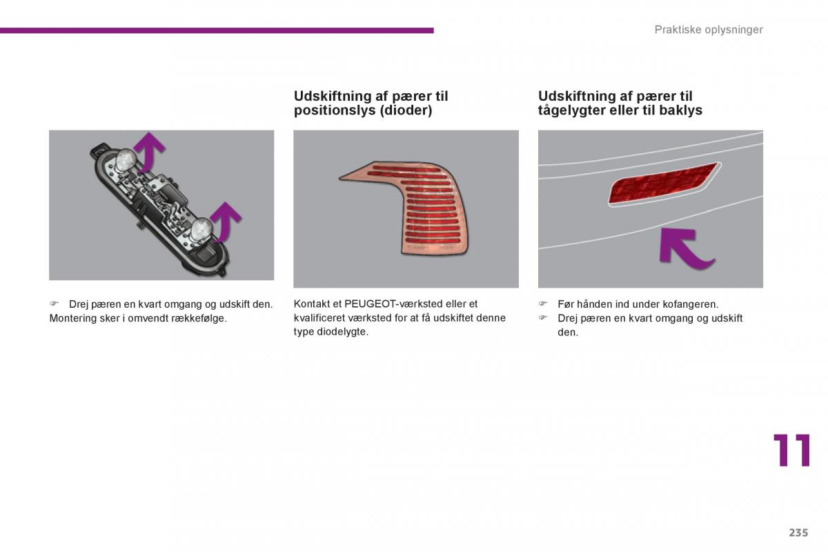 Peugeot 5008 Bilens instruktionsbog / page 237