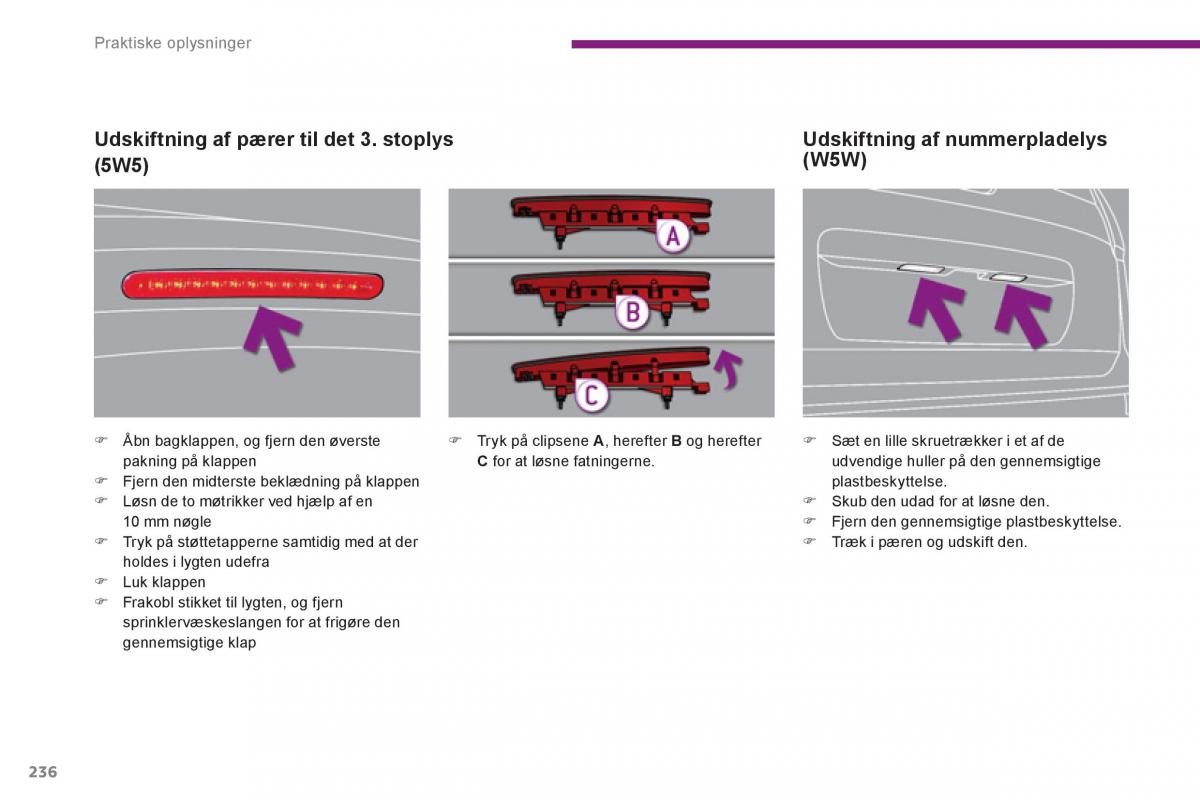 Peugeot 5008 Bilens instruktionsbog / page 238