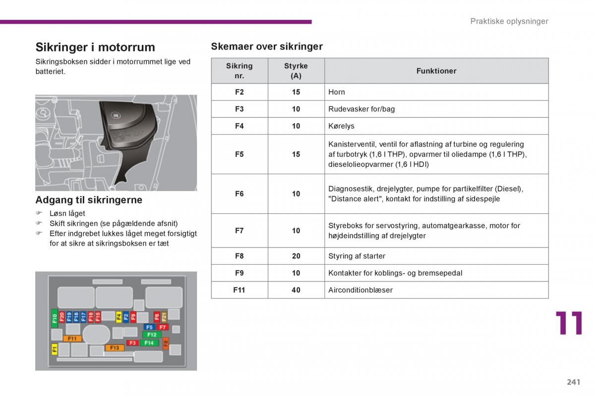 Peugeot 5008 Bilens instruktionsbog / page 243