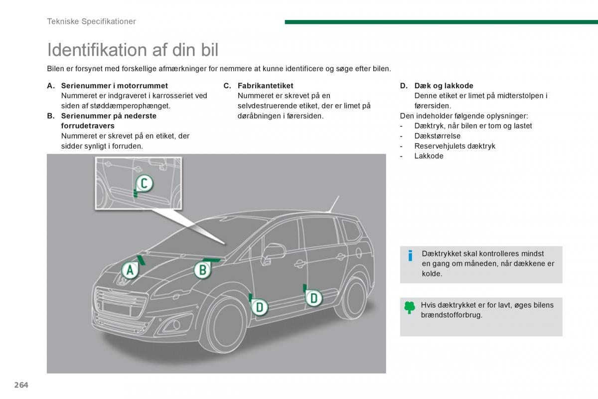Peugeot 5008 Bilens instruktionsbog / page 266