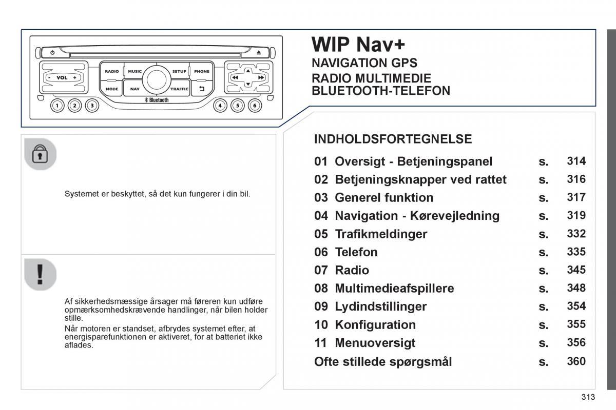 Peugeot 5008 Bilens instruktionsbog / page 315