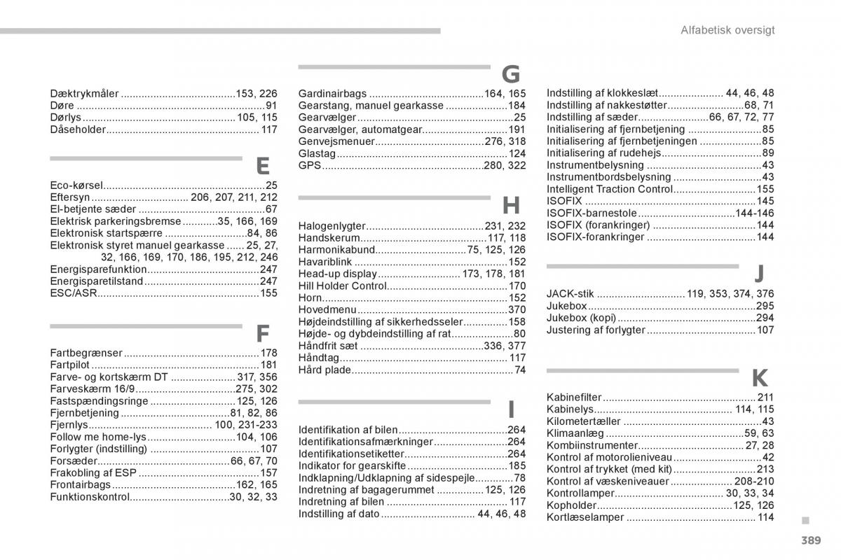 Peugeot 5008 Bilens instruktionsbog / page 391