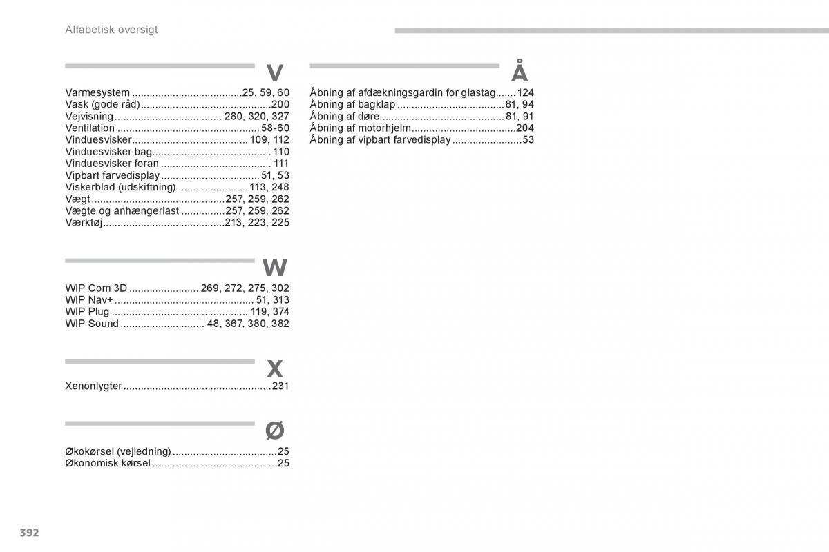 manual  Peugeot 5008 Bilens instruktionsbog / page 394