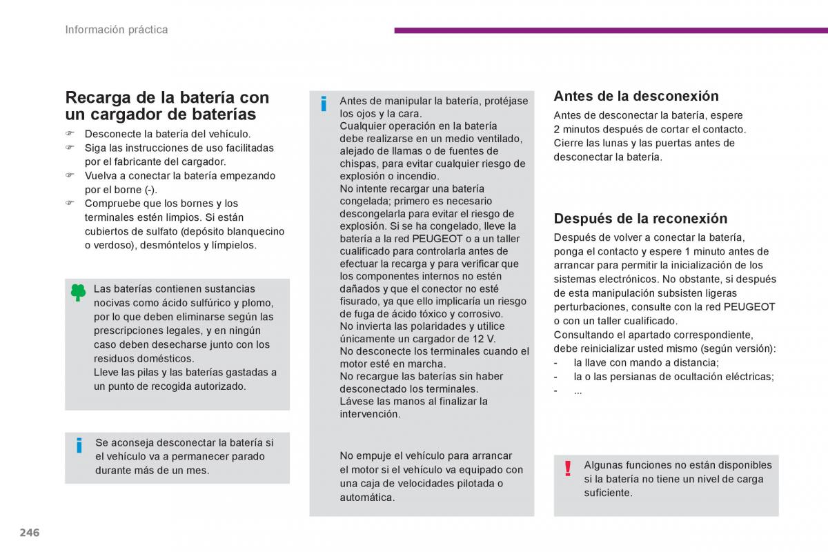 Peugeot 5008 manual del propietario / page 248