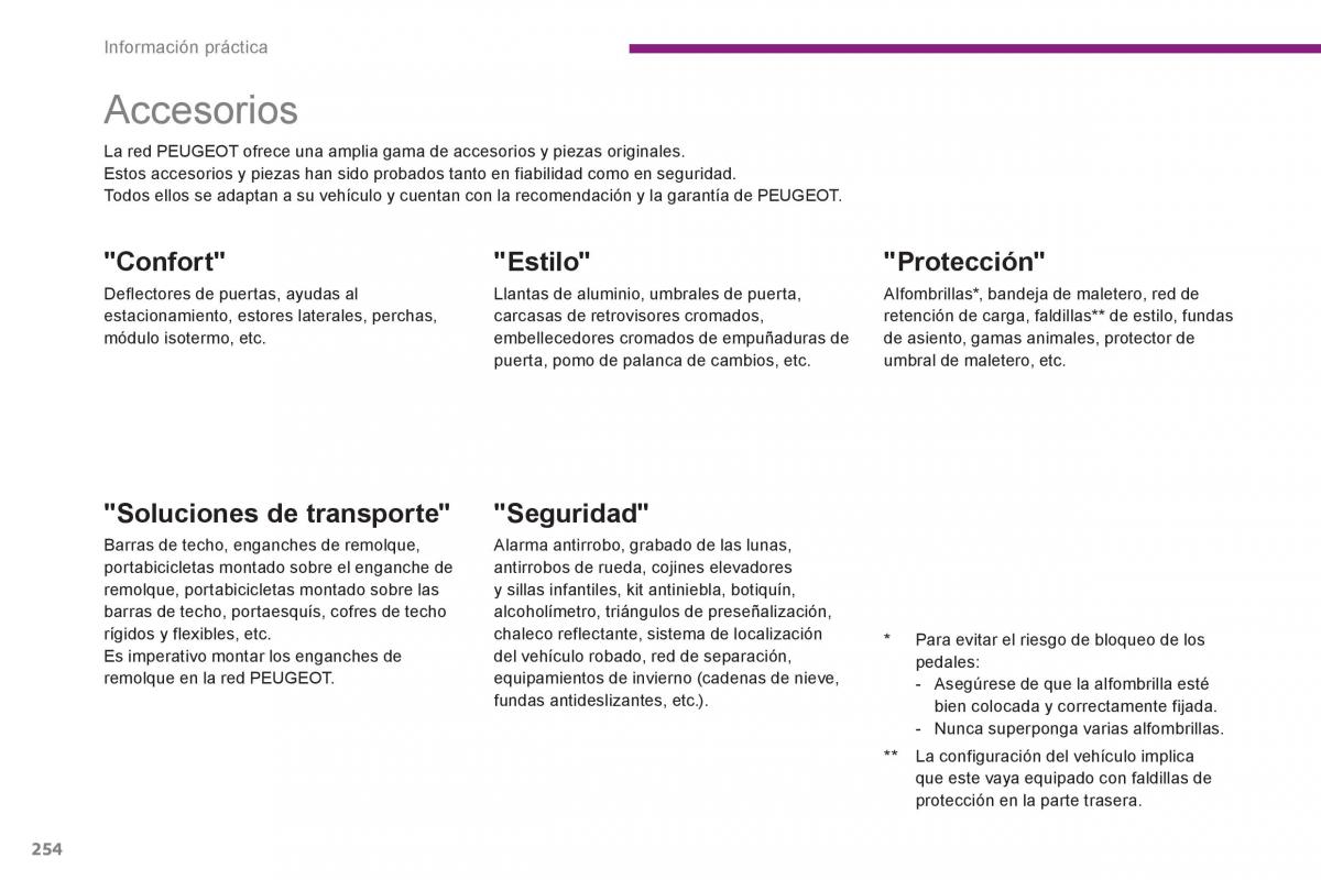 Peugeot 5008 manual del propietario / page 256