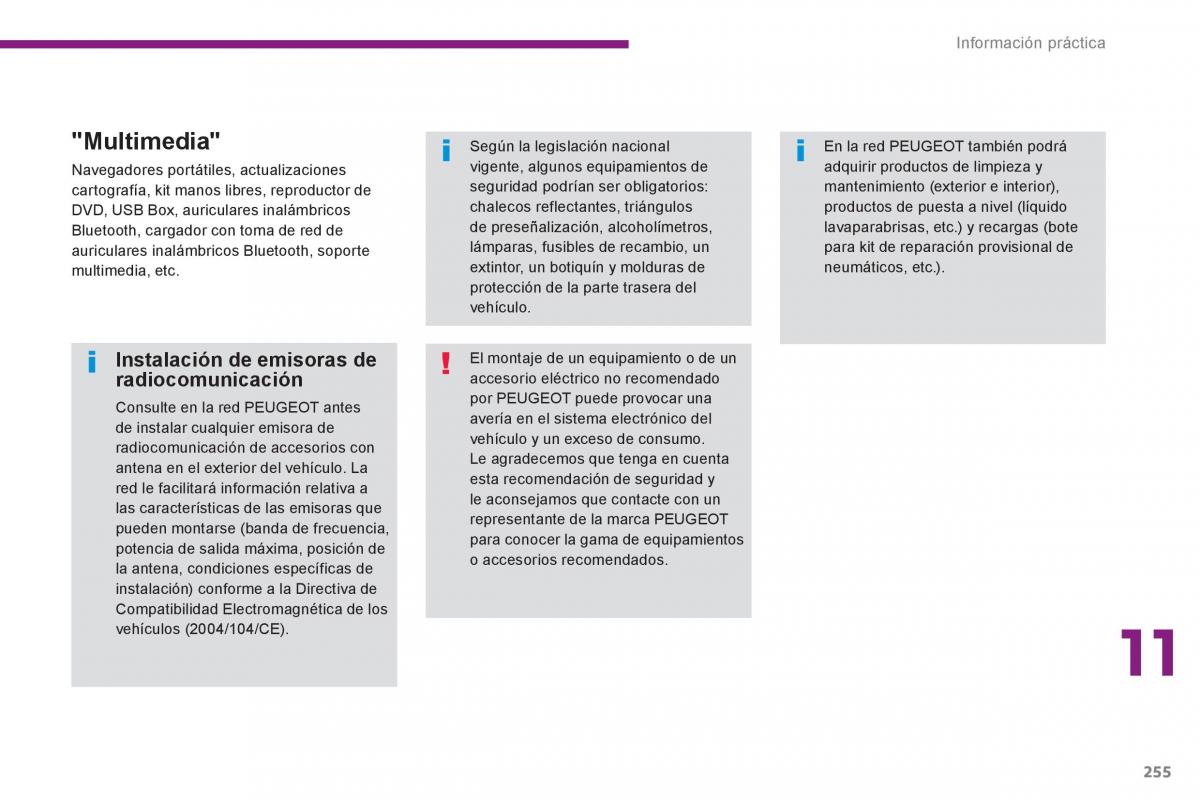 Peugeot 5008 manual del propietario / page 257