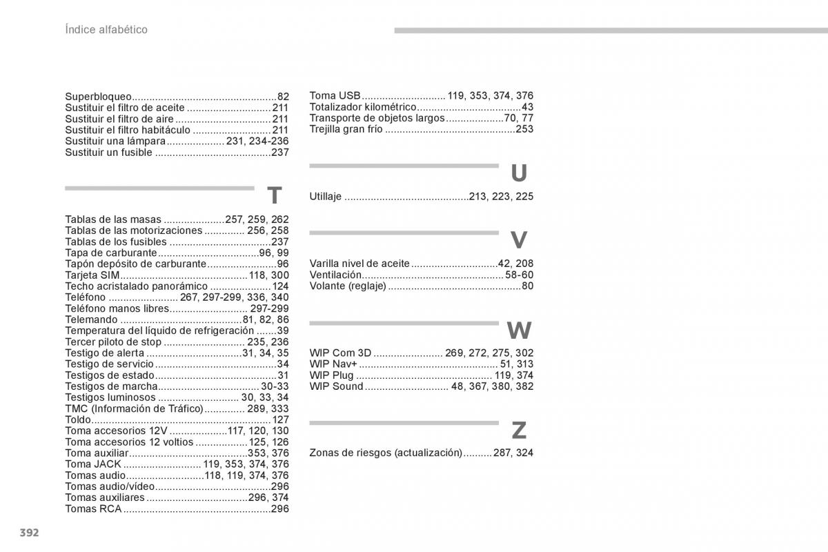 manual  Peugeot 5008 manual del propietario / page 394