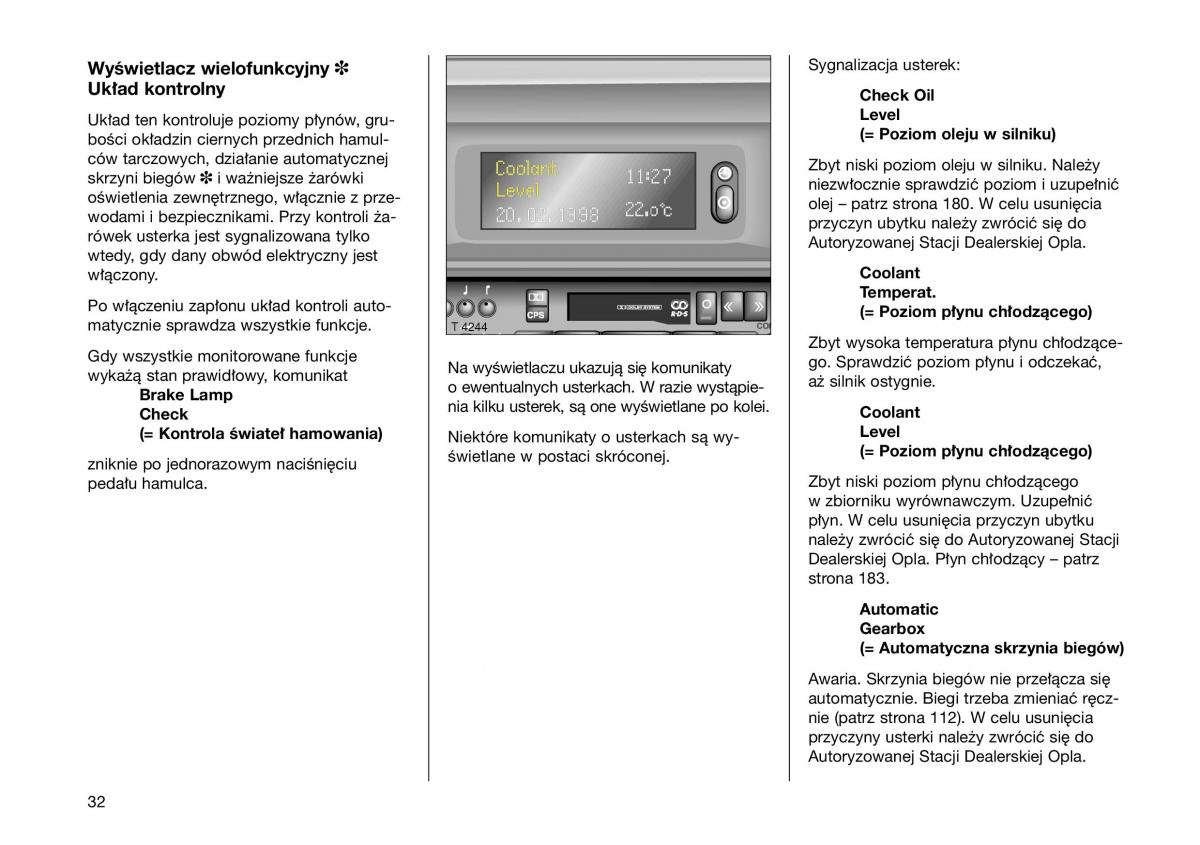 Opel Frontera B Isuzu Wizard Vauxhall Holden instrukcja obslugi instrukcja obslugi / page 32