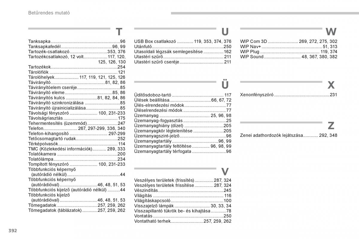 manual  Peugeot 5008 Kezelesi utmutato / page 394