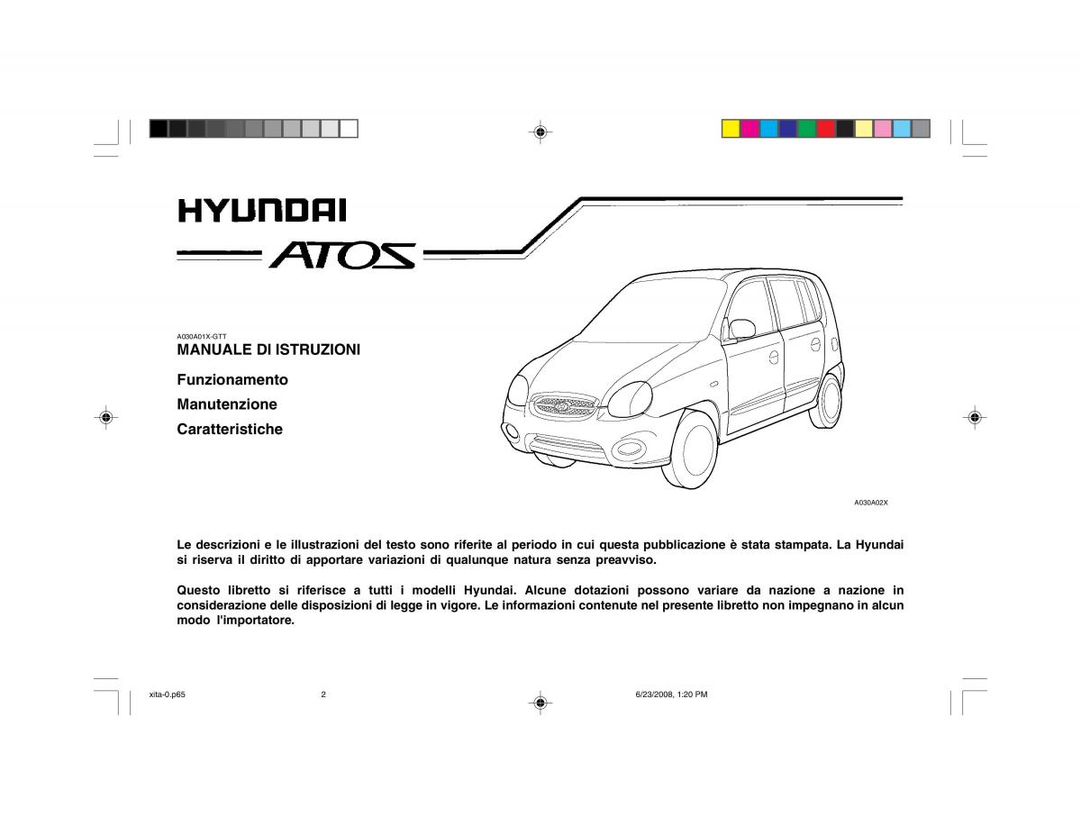 Hyundai Atos manuale del proprietario / page 2