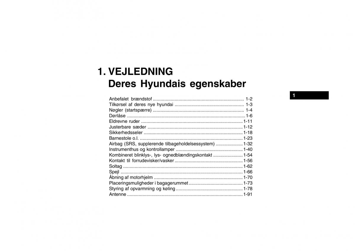 Hyundai Getz Bilens instruktionsbog / page 10