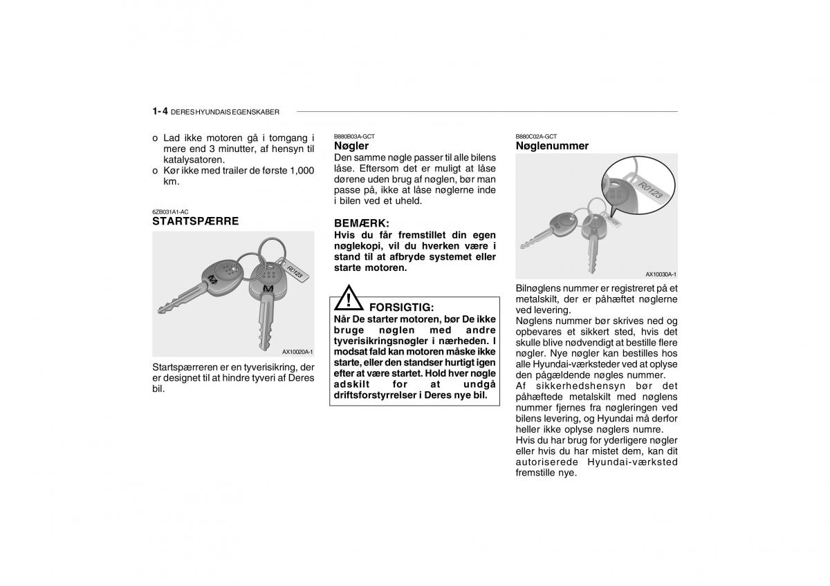Hyundai Getz Bilens instruktionsbog / page 13