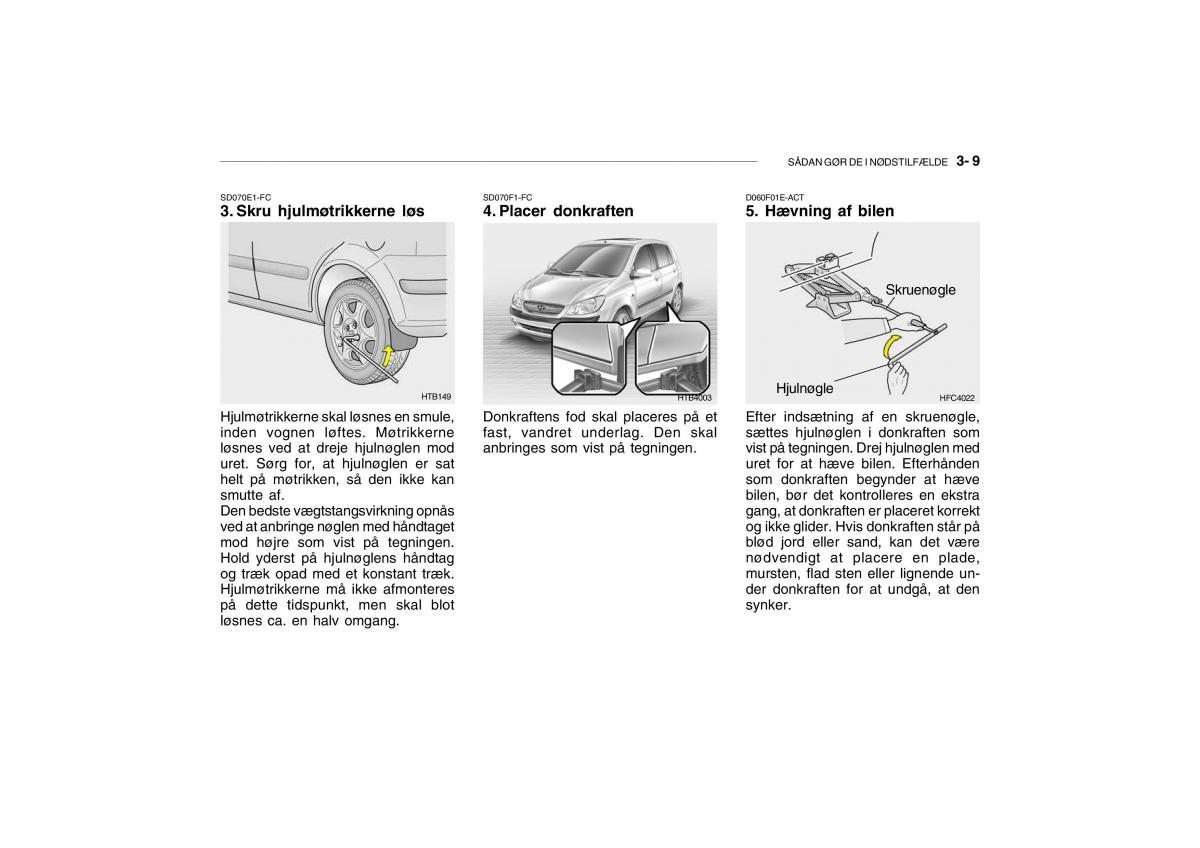 Hyundai Getz Bilens instruktionsbog / page 132
