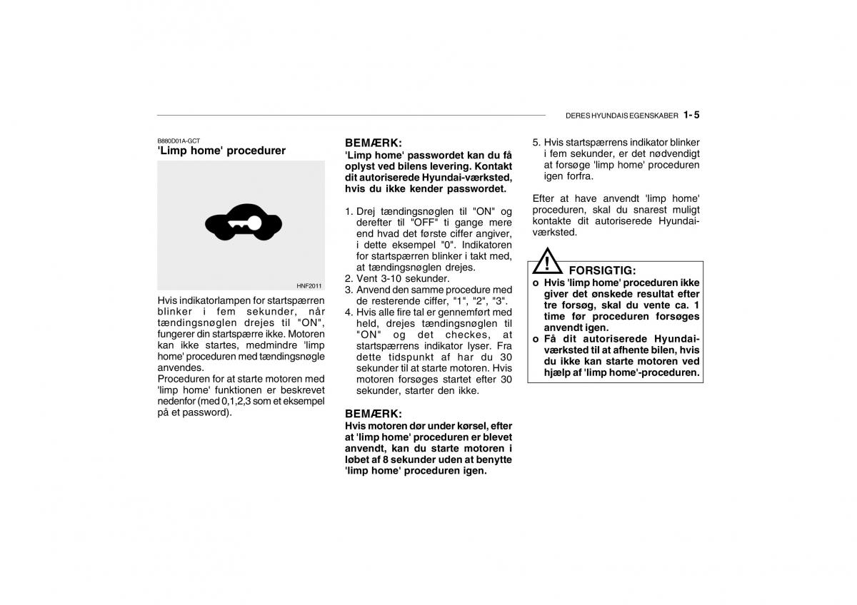 Hyundai Getz Bilens instruktionsbog / page 14