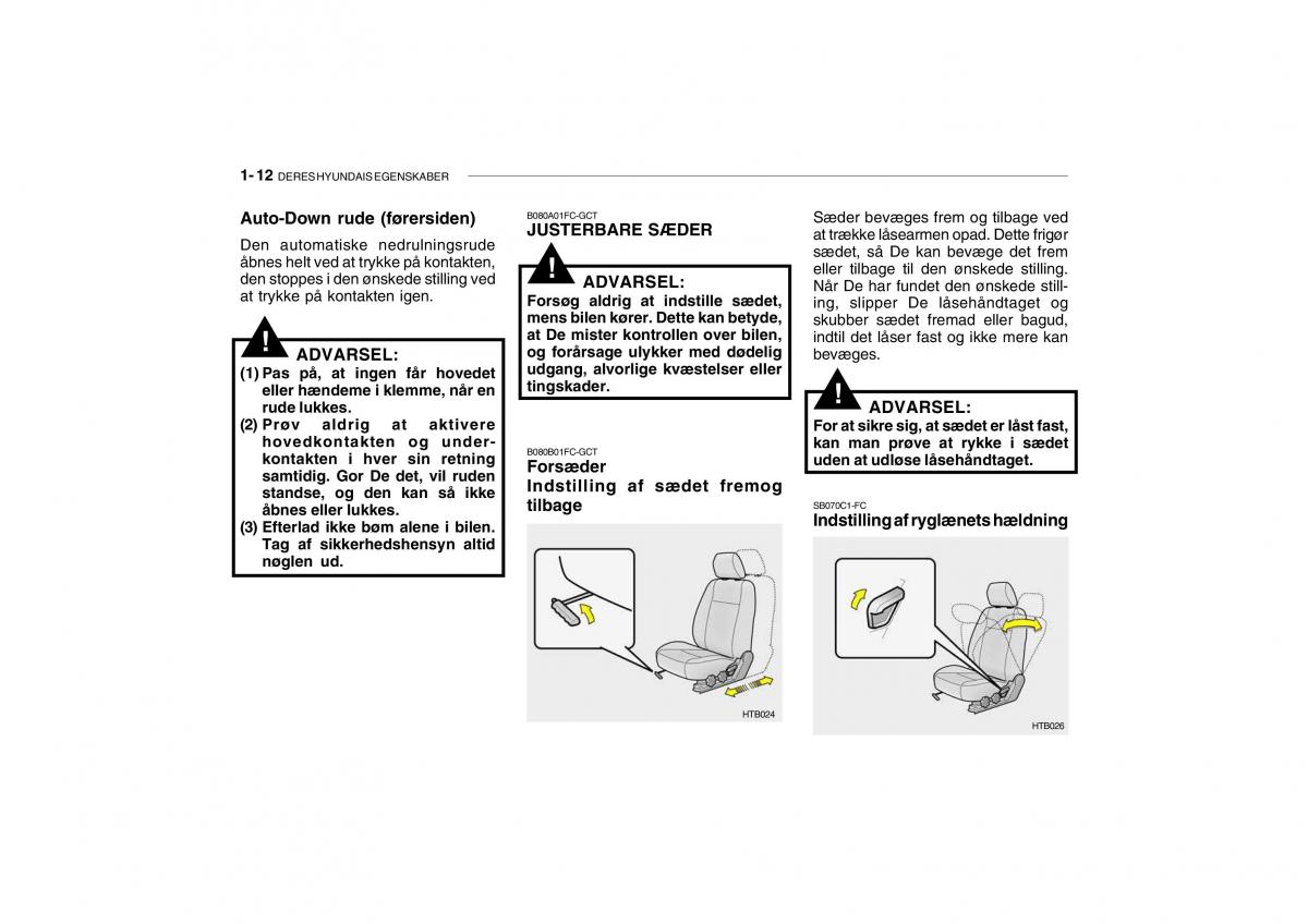 Hyundai Getz Bilens instruktionsbog / page 21