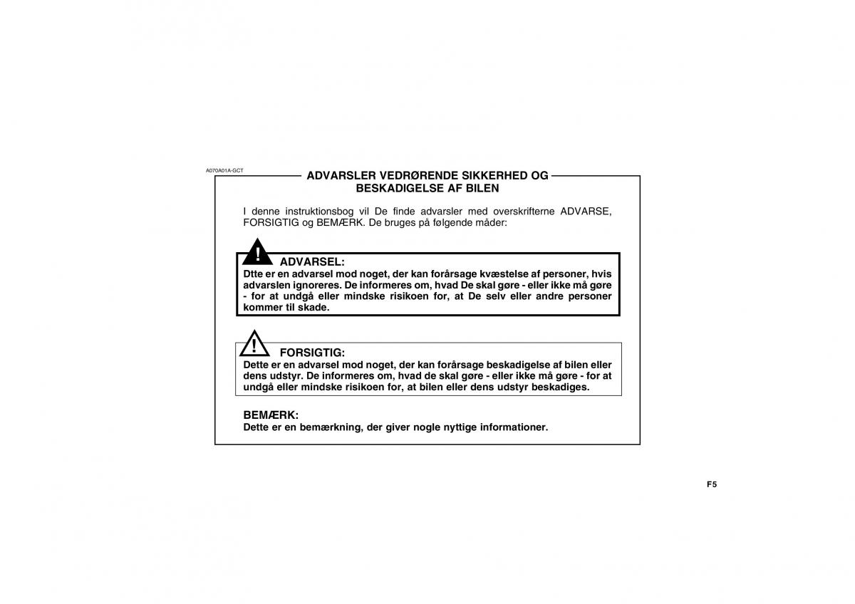 Hyundai Getz Bilens instruktionsbog / page 5