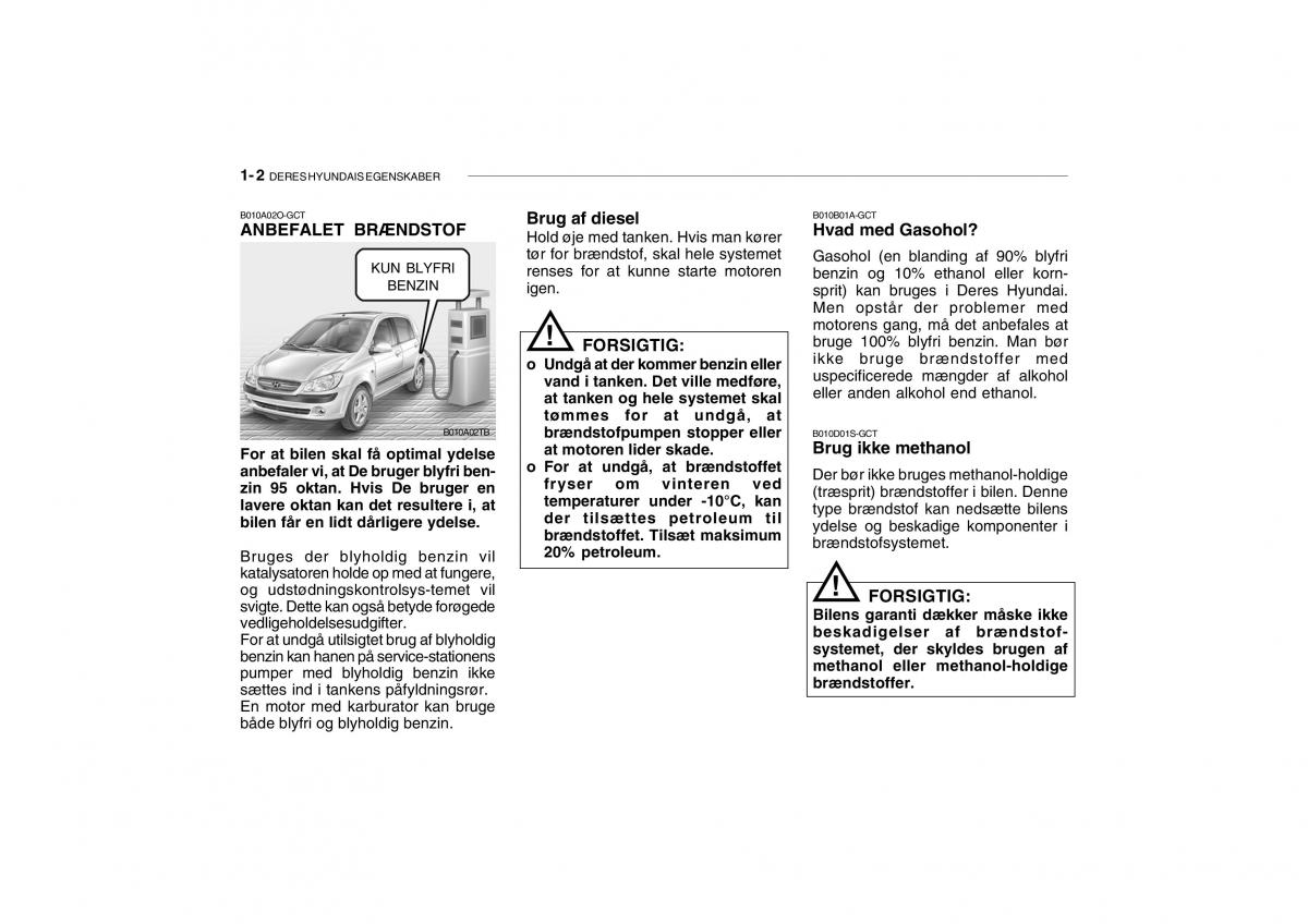 Hyundai Getz Bilens instruktionsbog / page 11