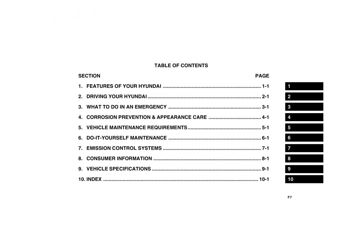 Hyundai Getz owners manual / page 7