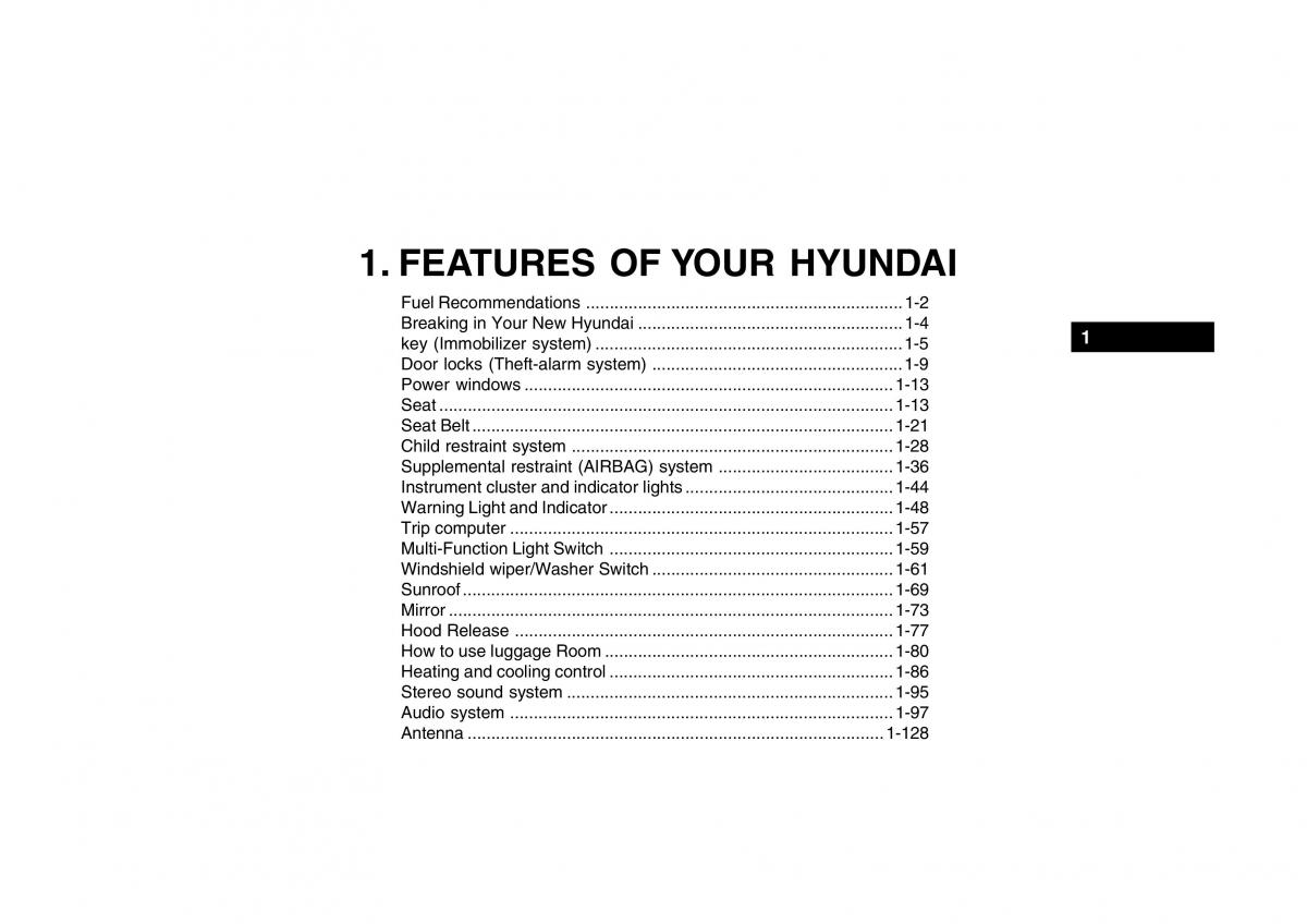 Hyundai Getz owners manual / page 13